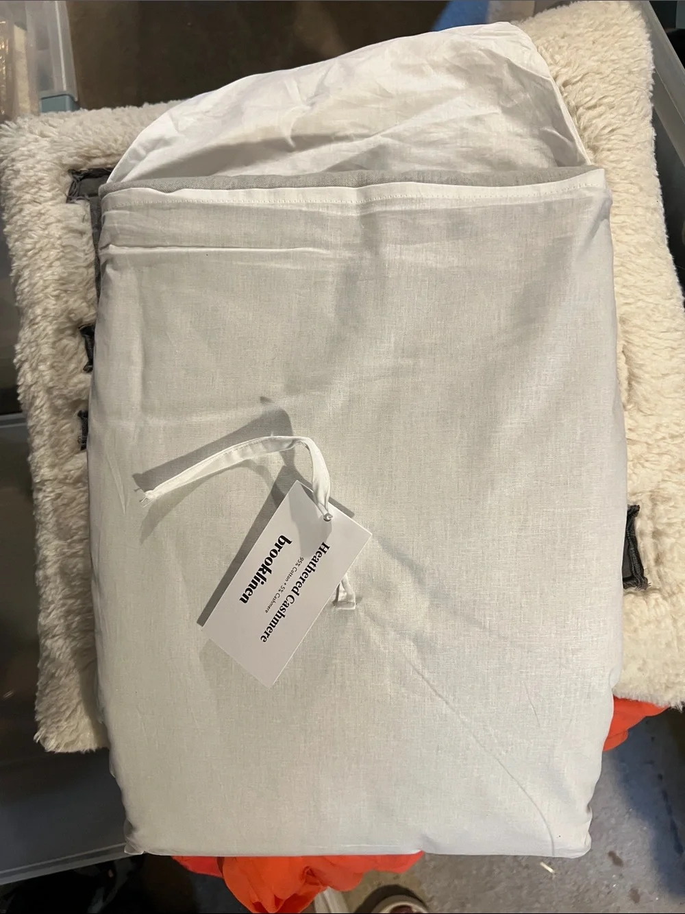 Brooklinen Heathered Cashmere Duvet Cover Fog King Size NWT